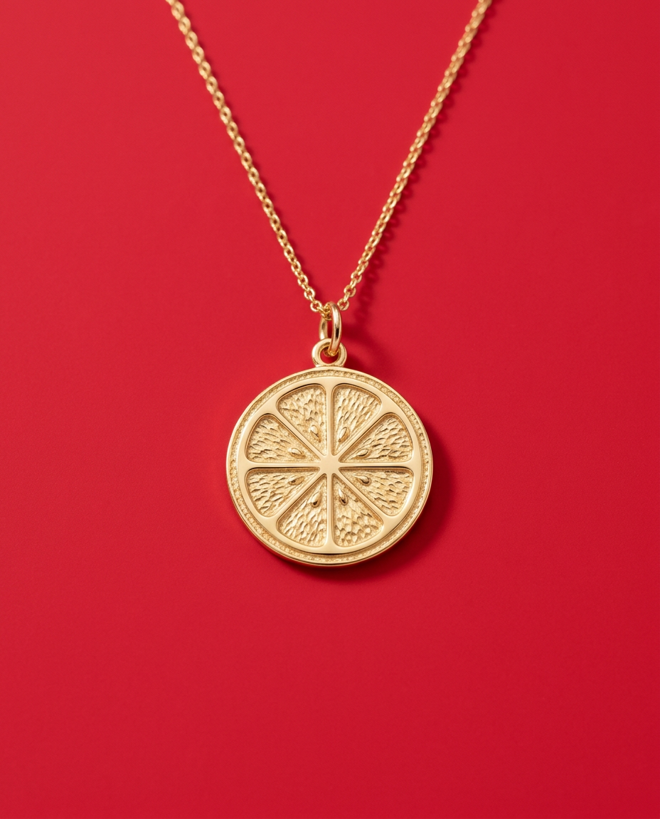 Citrus Slice Pendant — 14k gold plated brass